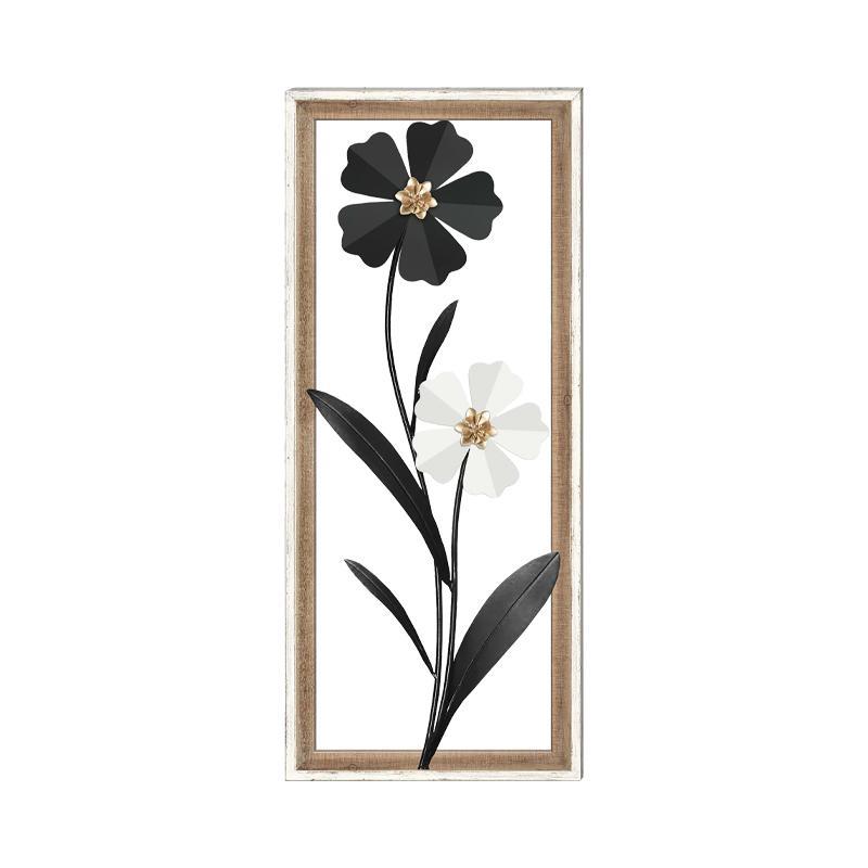 Διακοσμητικό Τοίχου Flower FL063 Fylliana Μαύρο - Λευκό 30.5x3x71.10 εκ.