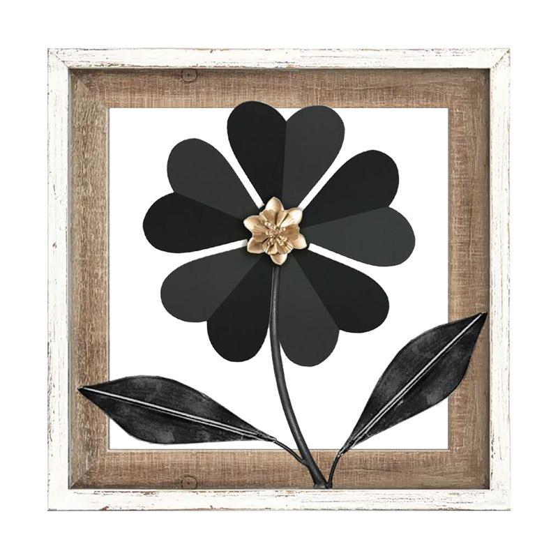 Διακοσμητικό Τοίχου Flower FL352 Fylliana Μαύρο - Λευκό 30.5x3x30.5 εκ.