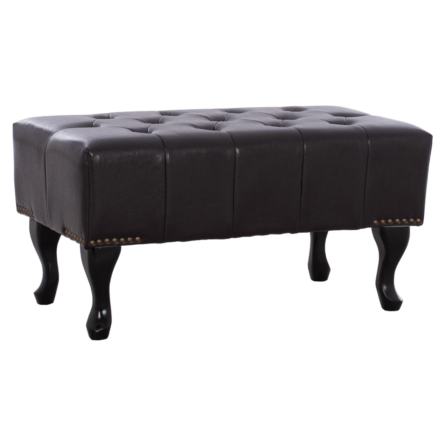 Ταμπουρέ Υποπόδιο ΕΜΜΑ τύπου CHESTERFIELD PU Σκούρο καφέ 80x44x39Y εκ.