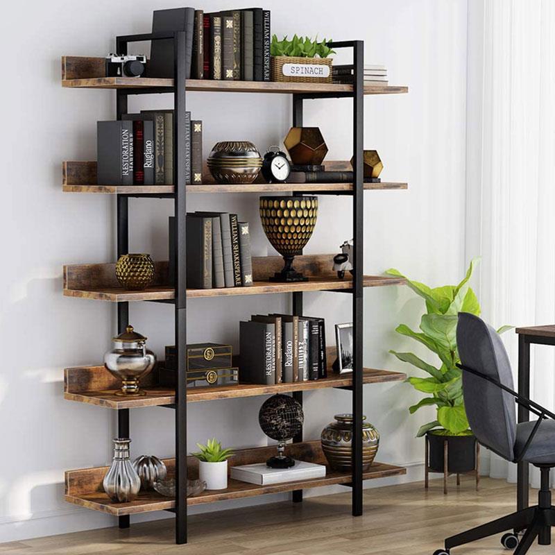 Βιβλιοθήκη Almond καρυδί-μαύρο 119x27x185εκ Βιβλιοθήκη Almond καρυδί-μαύρο 119x27x185εκ