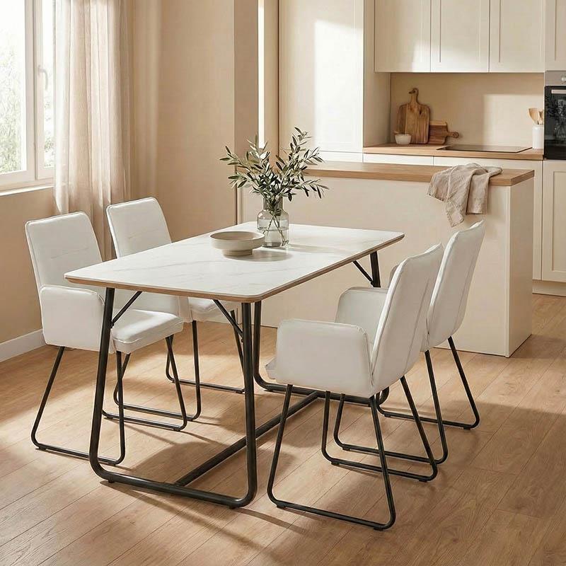 Τραπέζι Revello sintered stone λευκό μαρμάρου-μαύρο 150x90x75εκ Τραπέζι Revello sintered stone λευκό μαρμάρου-μαύρο 150x90x75εκ