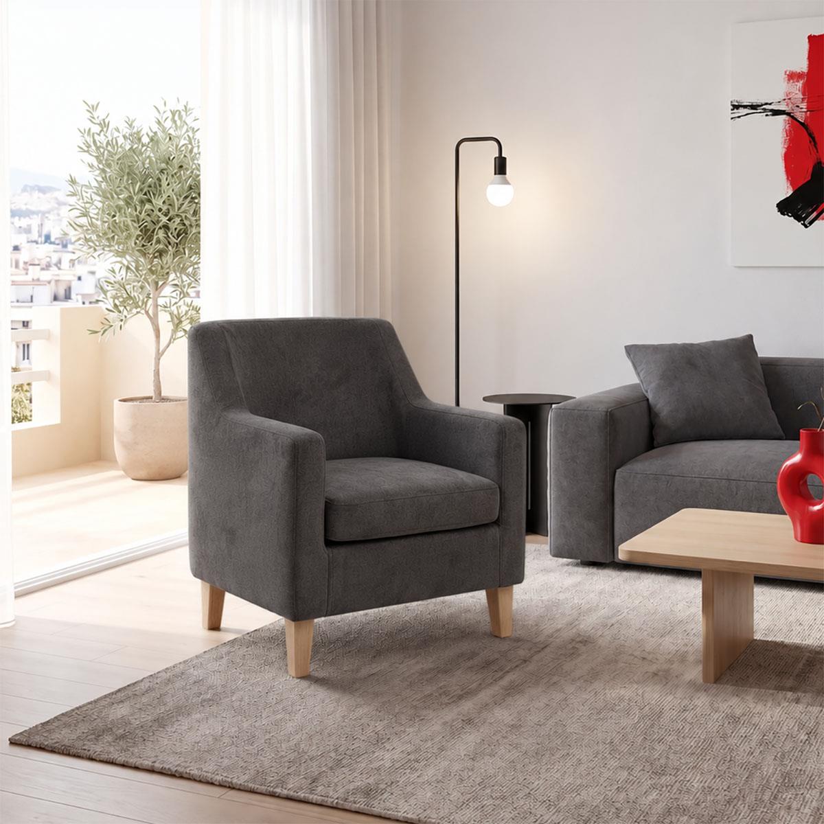 Πολυθρόνα Joyful ύφασμα ανθρακί-φυσικό 71x71x78εκ Πολυθρόνα Joyful ύφασμα ανθρακί-φυσικό 71x71x78εκ
