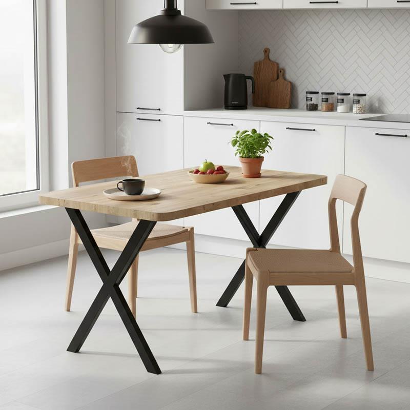 Τραπέζι Zeryin oak μελαμίνης-μαύρο μέταλλο 70x110x75εκ
