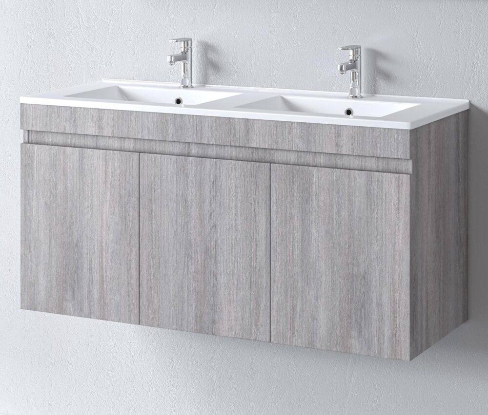 Πάγκος μπάνιου με Διπλό Νιπτήρα OMEGA 120 Grey Oak 120x46x60 εκ. Πάγκος μπάνιου με Διπλό Νιπτήρα OMEGA 120 Grey Oak 120x46x60 εκ.
