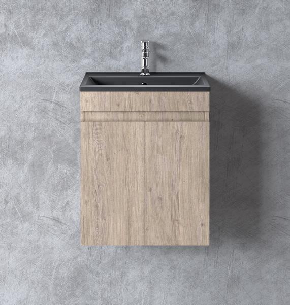 Πάγκος μπάνιου με Μαύρο Νιπτήρα OMEGA 50 Beige Oak 47x44x60 εκ.