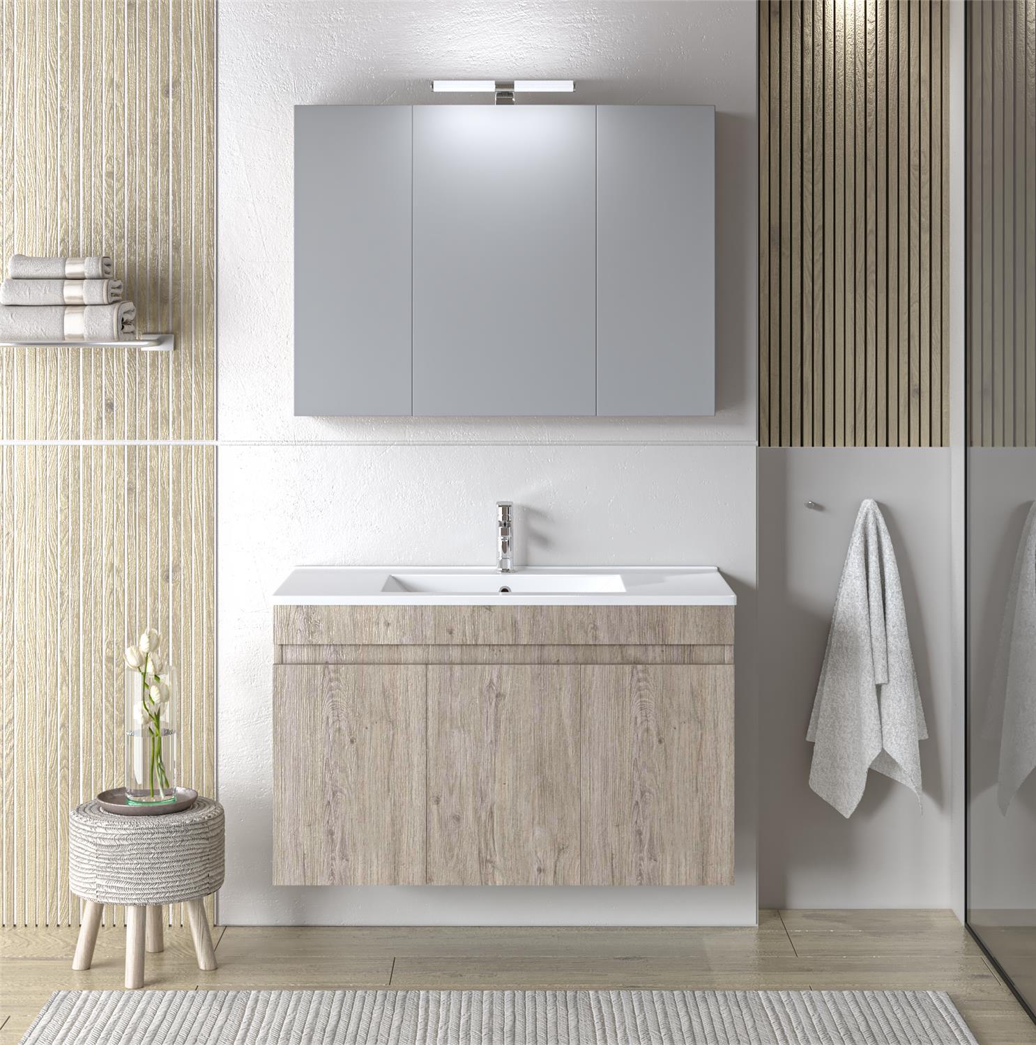 Σετ Έπιπλο Μπάνιου OMEGA 90 Beige Oak Σετ Έπιπλο Μπάνιου OMEGA 90 Beige Oak
