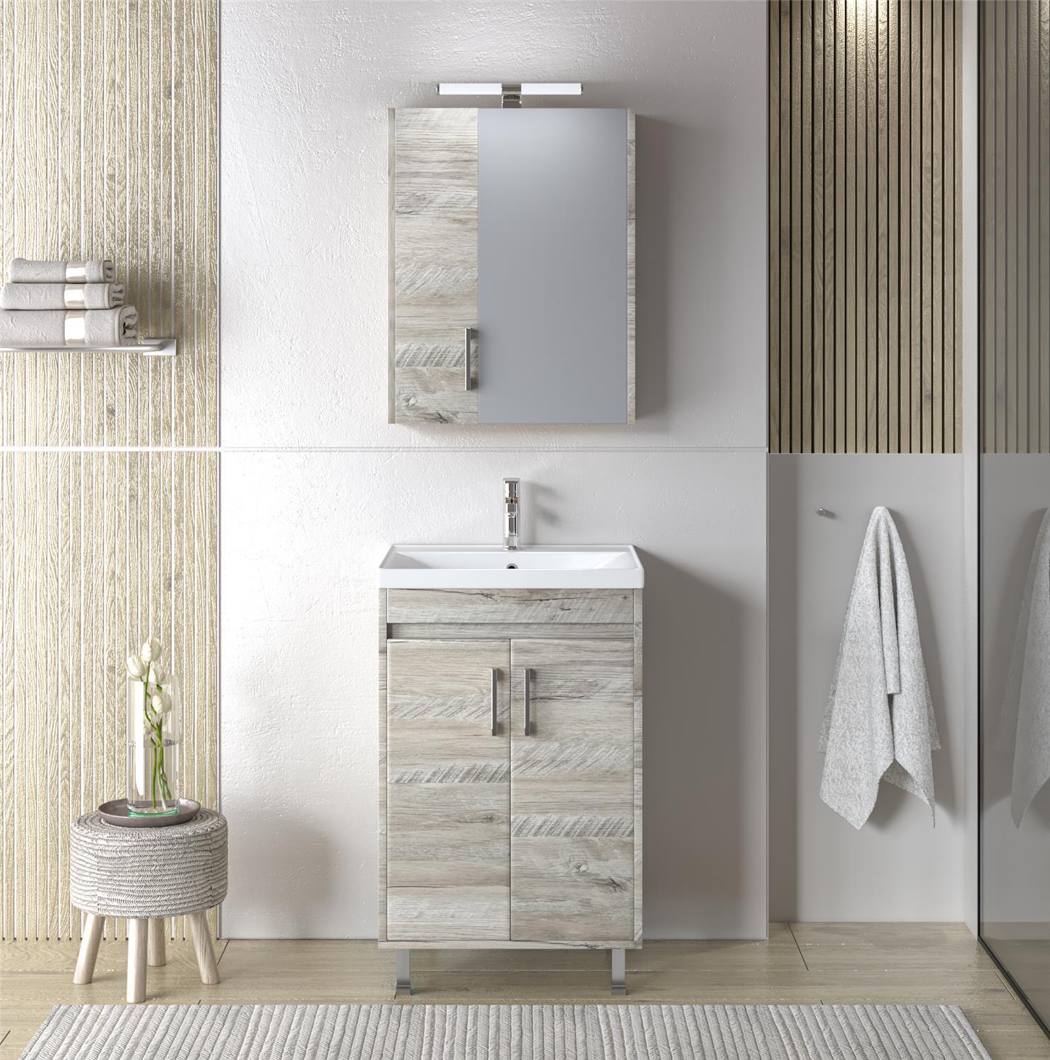 Σετ Έπιπλο Μπάνιου SAVINA 55 Natural Oak Σετ Έπιπλο Μπάνιου SAVINA 55 Natural Oak
