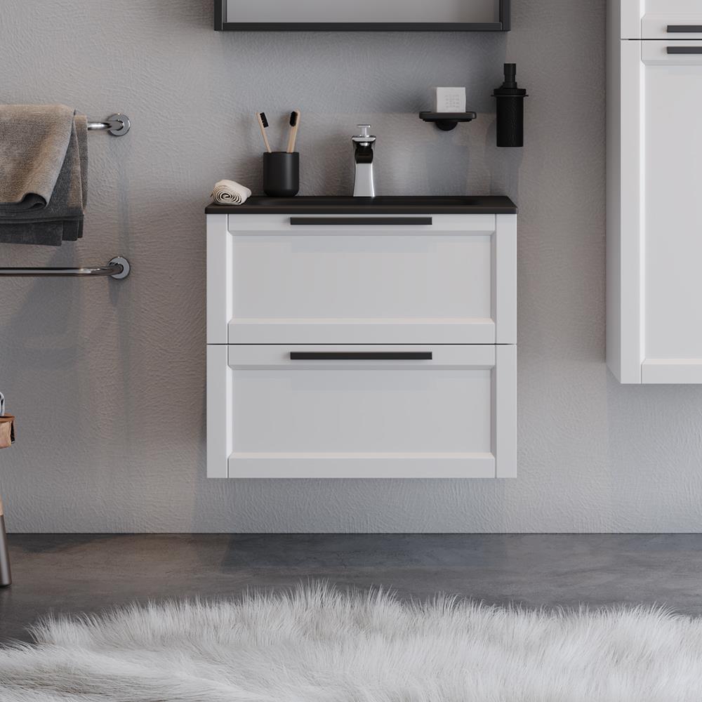 Πάγκος μπάνιου με Νιπτήρα LAGUNA 60 MDF Λευκό Λάκα 61x46.5x52 εκ.
