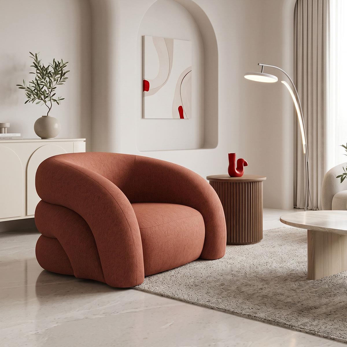 Πολυθρόνα Lexy ύφασμα σε κεραμιδί απόχρωση 100x89.5x60εκ
