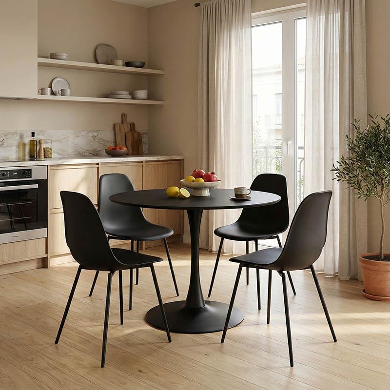 Tραπέζι Balou mdf σε μαύρη απόχρωση Φ100x76εκ Tραπέζι Balou mdf σε μαύρη απόχρωση Φ100x76εκ