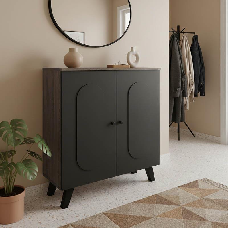 Παπουτσοθήκη - Κομότα Cathi σε oak-anthracite απόχρωση 80x34x95εκ