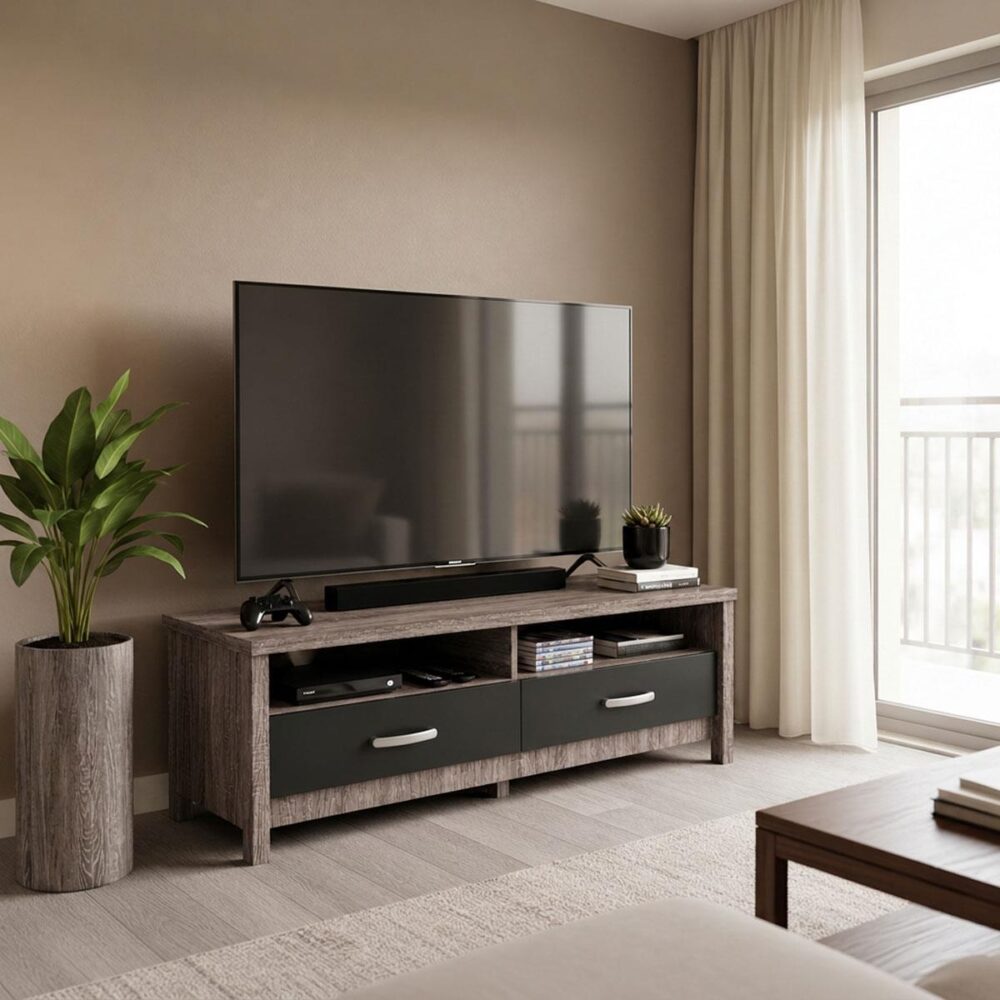 Έπιπλο τηλεόρασης Podizor σε oak-ανθρακί απόχρωση 120x45x42.5εκ