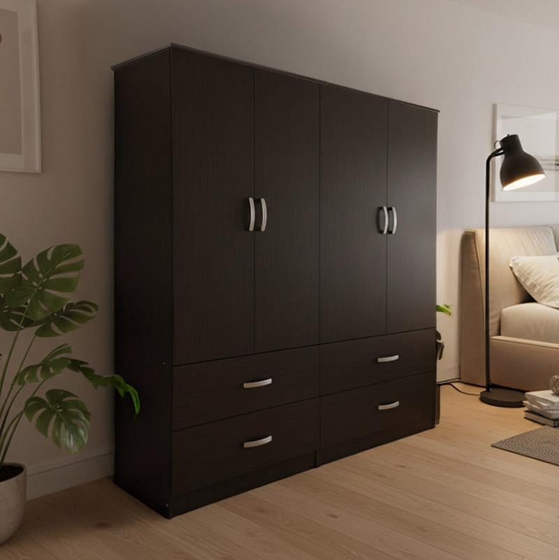 Ντουλάπα τετράφυλλη με συρτάρια Lego wenge 160x42x180εκ