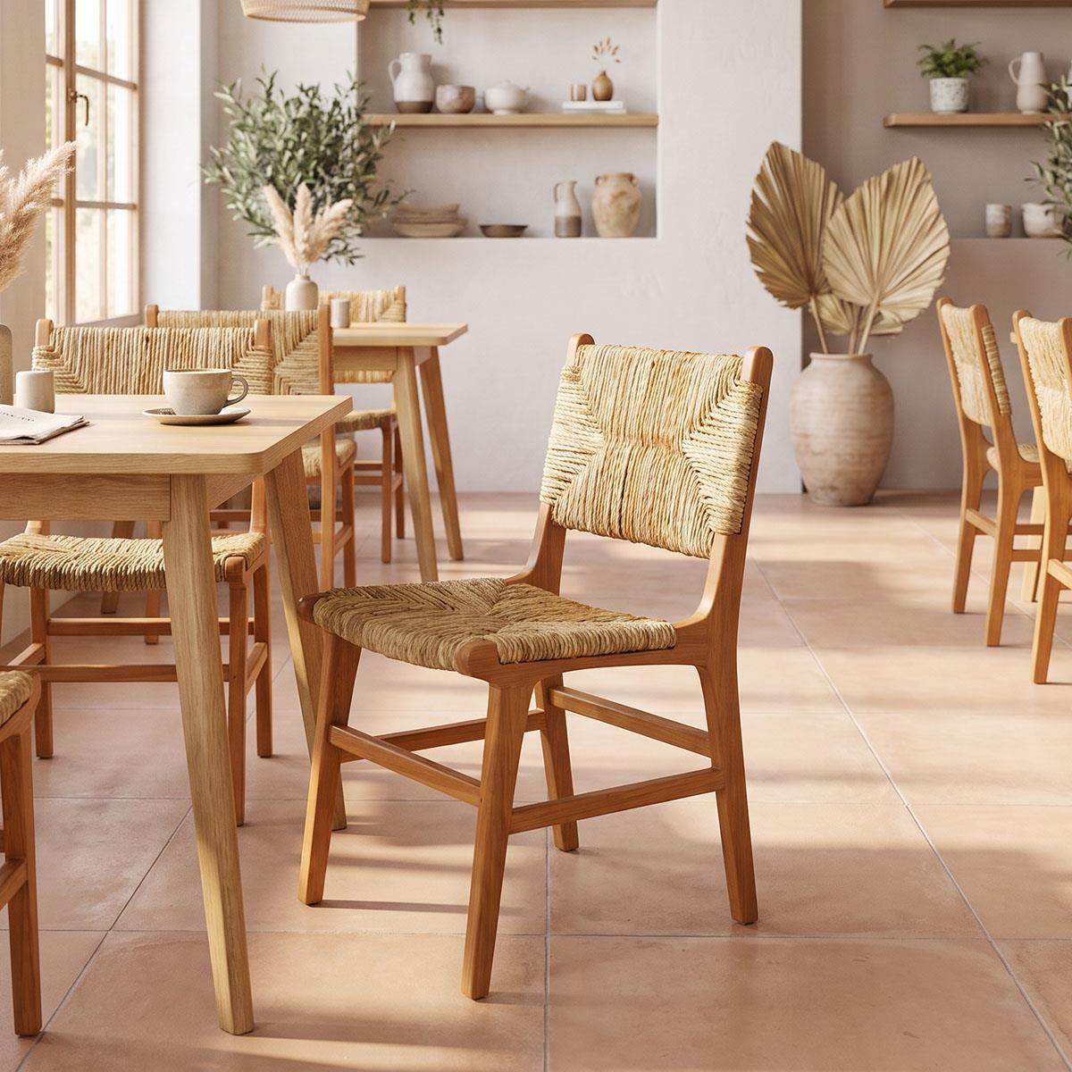 Καρέκλα Refane σκελετός teak ξύλο με ψάθα σε φυσική απόχρωση 50x58x85εκ Καρέκλα Refane σκελετός teak ξύλο με ψάθα σε φυσική απόχρωση 50x58x85εκ