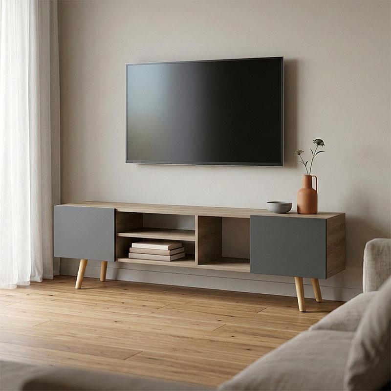 Έπιπλο τηλεόρασης Osclo sonoma - ανθρακί 160x30x53.5εκ