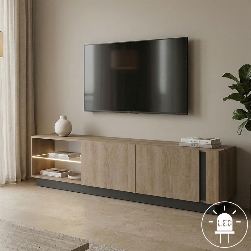 Έπιπλο τηλεόρασης με Led Vario sonoma - ανθρακί 185.6x35x45εκ