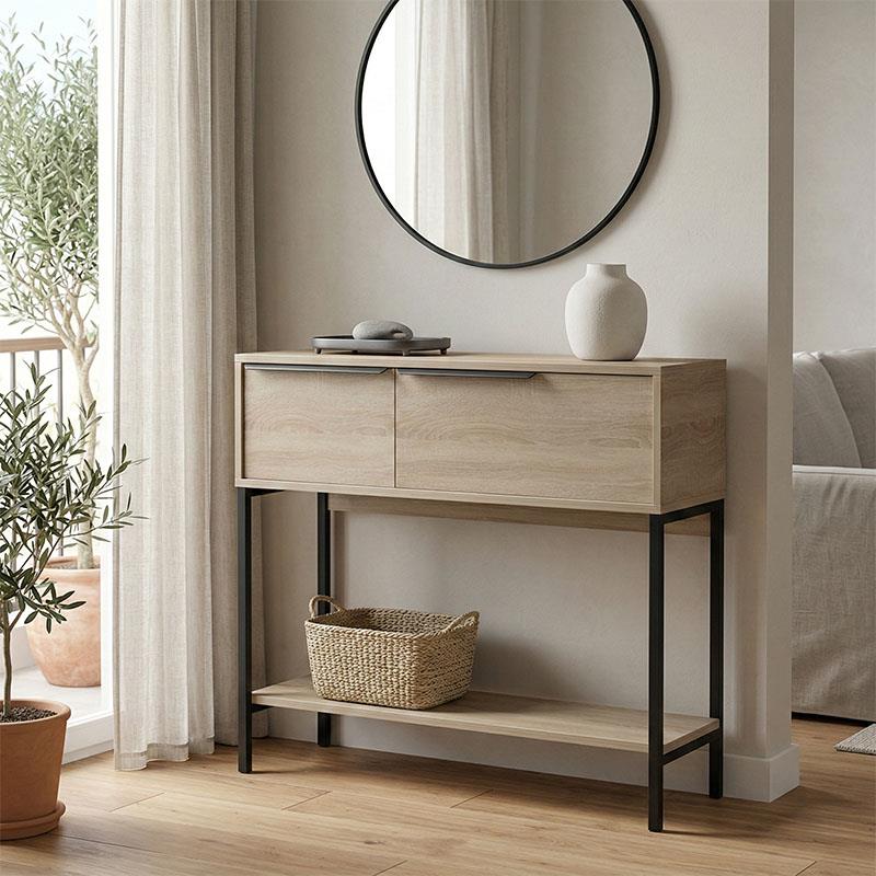Κονσόλα Nordic σε sonoma - μαύρη απόχρωση 90x29,5x76εκ Κονσόλα Nordic σε sonoma - μαύρη απόχρωση 90x29,5x76εκ