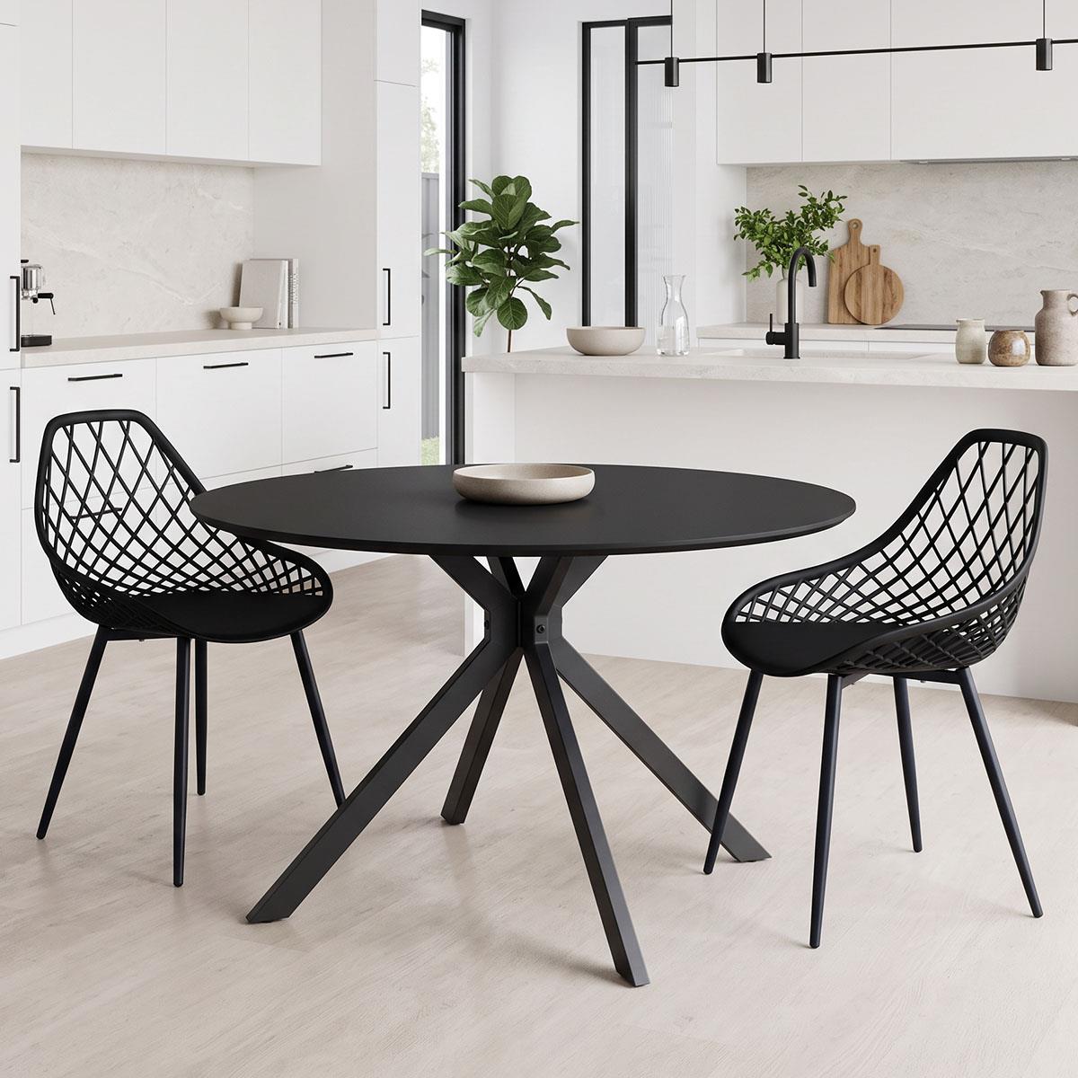 Τραπέζι Xuson μαύρο mdf με μεταλλικό πόδι Φ120x75εκ Τραπέζι Xuson μαύρο mdf με μεταλλικό πόδι Φ120x75εκ