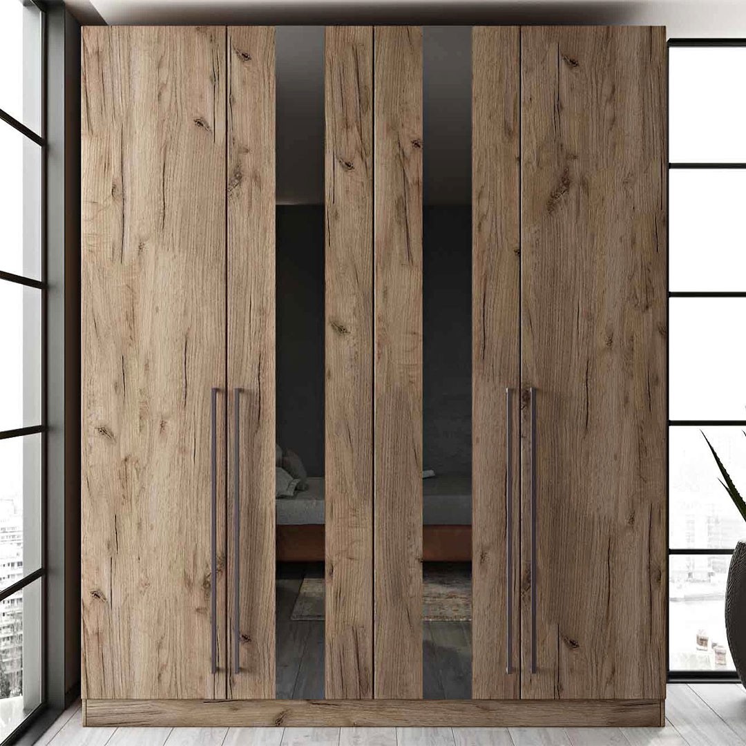 Ντουλάπα Ανοιγόμενη LOFT Τετράφυλλη με Καρθέπτη σε Ρουστίκ Καφέ Δρύς 200x60x242 εκ. Ντουλάπα Ανοιγόμενη LOFT Τετράφυλλη με Καρθέπτη σε Ρουστίκ Καφέ Δρύς 200x60x242 εκ.