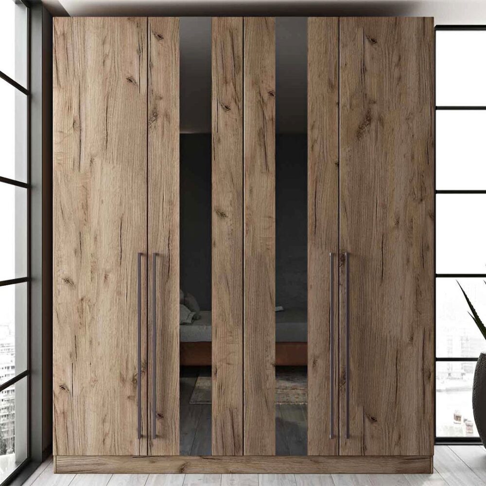 Ντουλάπα Ανοιγόμενη LOFT Τετράφυλλη με Καρθέπτη σε Ρουστίκ Καφέ Δρύς 200x60x242 εκ. Ντουλάπα Ανοιγόμενη LOFT Τετράφυλλη με Καρθέπτη σε Ρουστίκ Καφέ Δρύς 200x60x242 εκ.