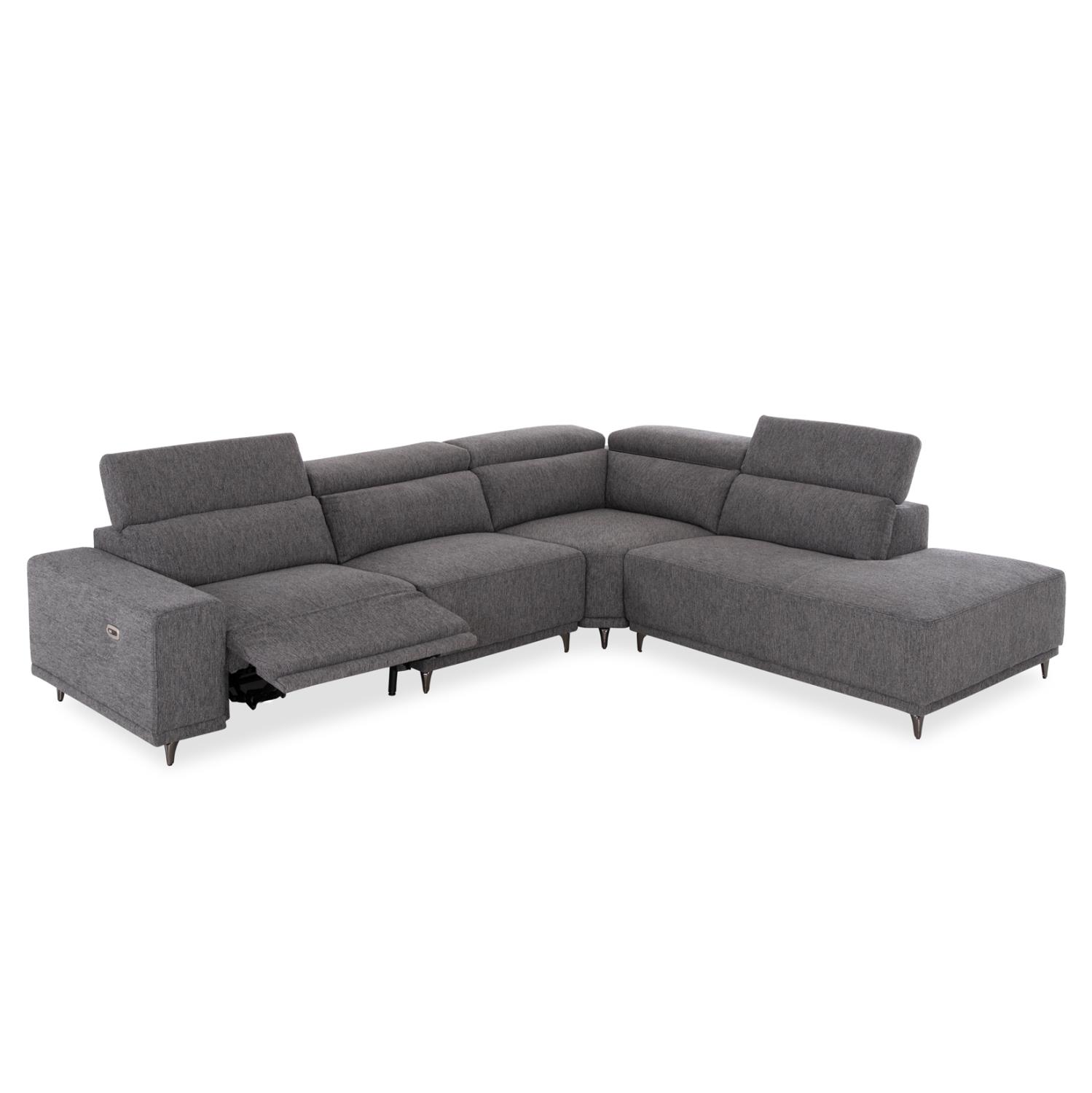 Γωνιακός Καναπές LUNARIS με RECLINE Δεξιά Γωνία σε Γκρι Ύφασμα 307x267x94εκ.