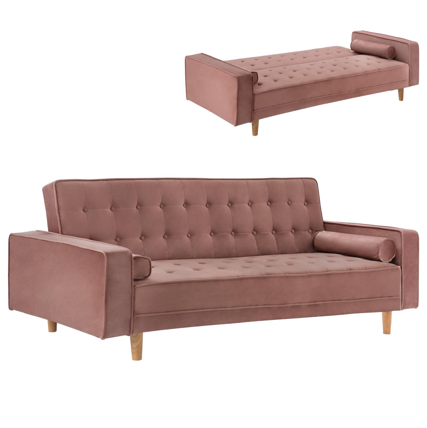 Καναπές - Κρεβάτι Salvador Βελούδο Σάπιο Μήλο 223x90x80Y εκ.
